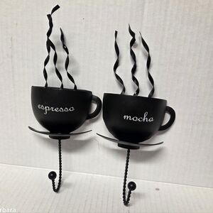 2004 Michael Alan Designs Black Metal Coffee Cup Wall-mounted Hooks